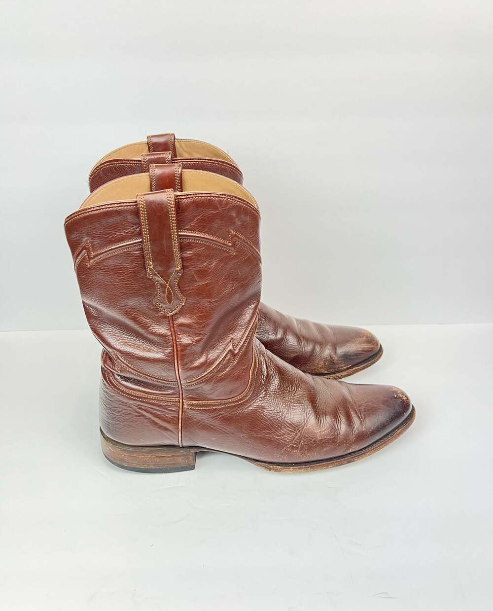 Cuero Handcrafted Western Roper Boots in Brown Leather, Men's Size 12 EE